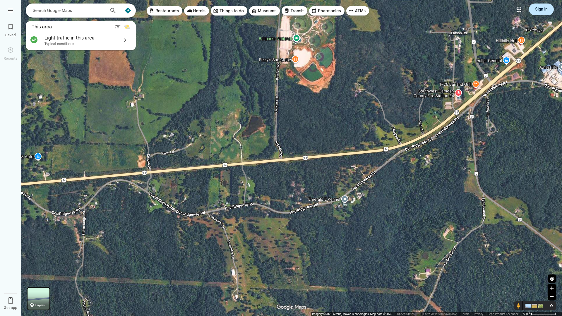 Satellite aerial view of the Ballparks National campus and surrounding land at 480 Kissick Way, Macks Creek, Missouri