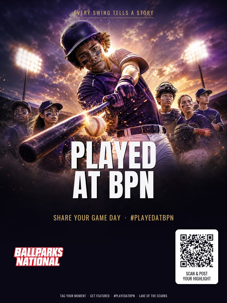 Played at BPN — Ballparks National blockbuster movie poster with QR code