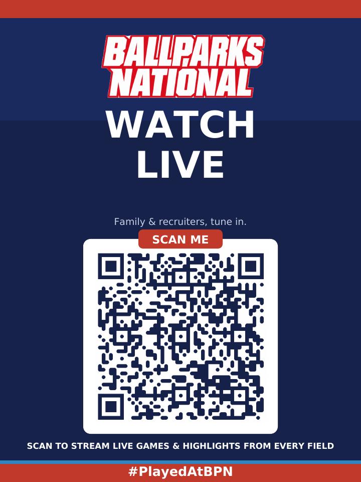 Watch Live — Ballparks National QR poster